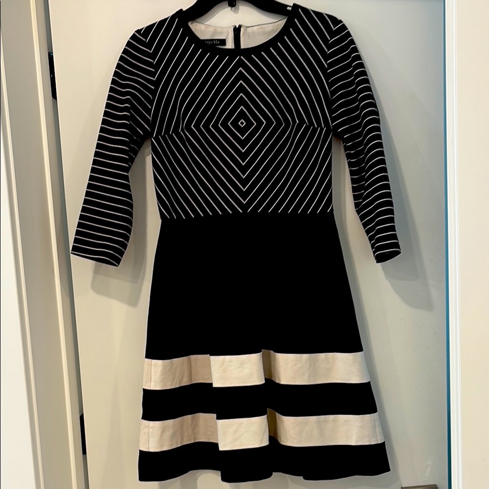 ivy+ blu. Black and White Dress. A-line. Stretchy and Comfortable. Size 6